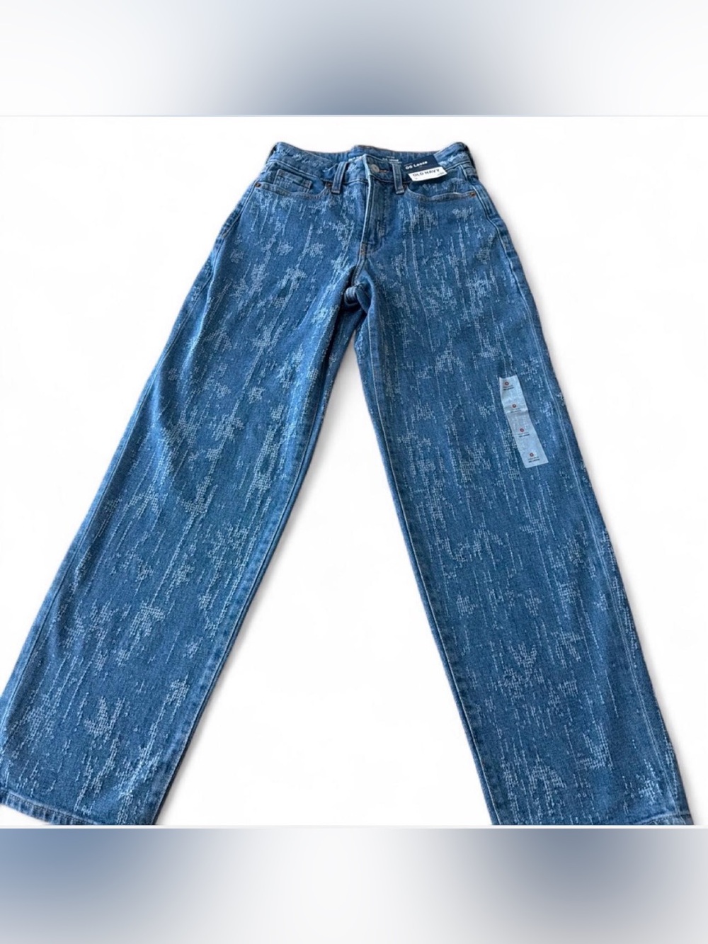 Old navy o.g loose Vintage Wash Blue Patterned Straight-Leg Jeans